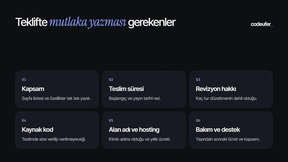web sitesi teklifinde olmasi gerekenler