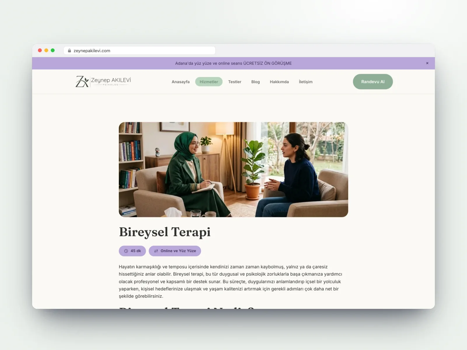 Adana'da psikolog için online randevulu kişisel web sitesi - 4