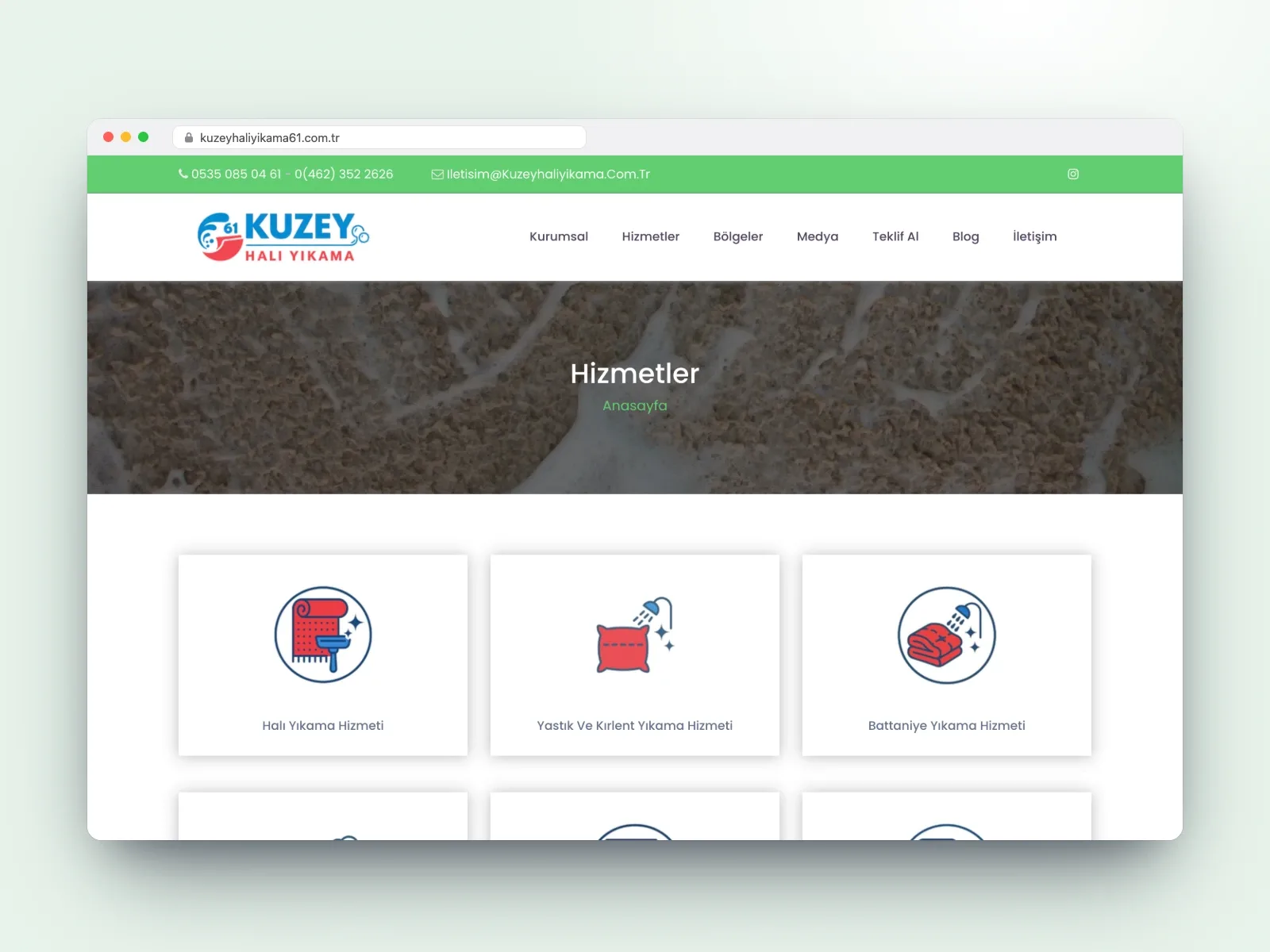 Trabzon'da halı yıkama firması için teklif odaklı web sitesi - 3