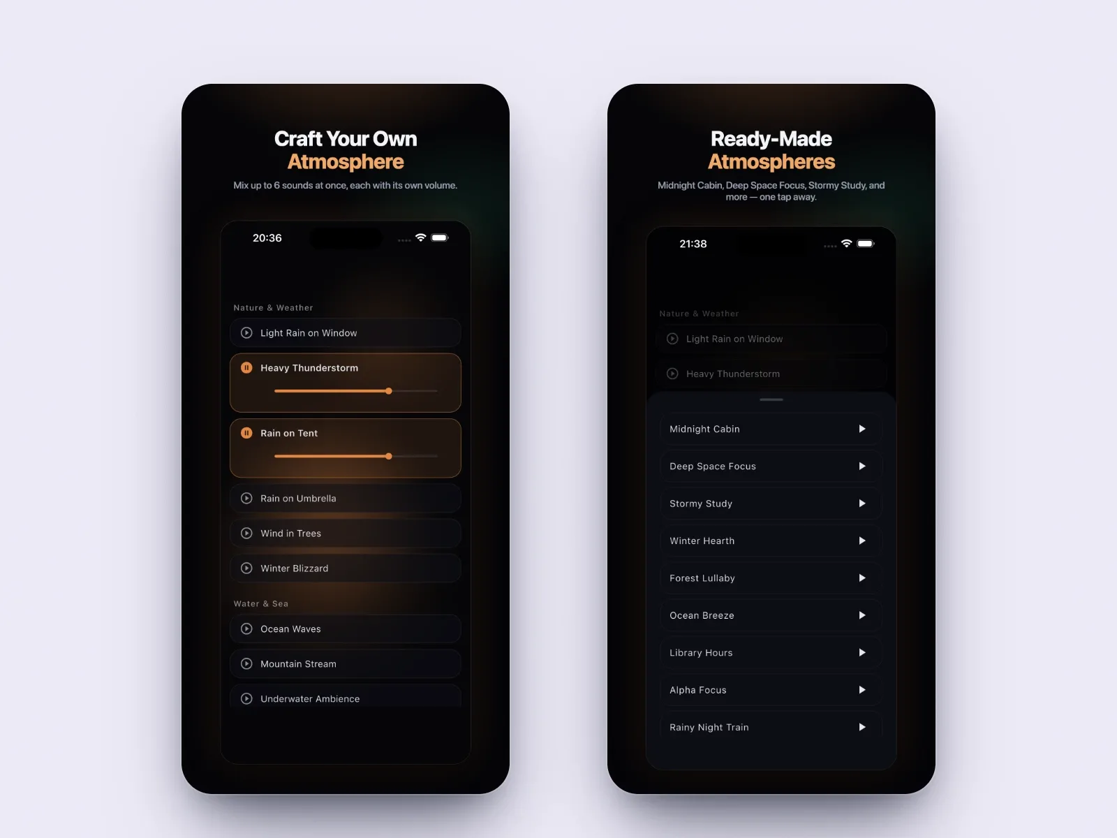 Nox: reklamsız uyku ve odak sesleri uygulaması (iOS) - 2