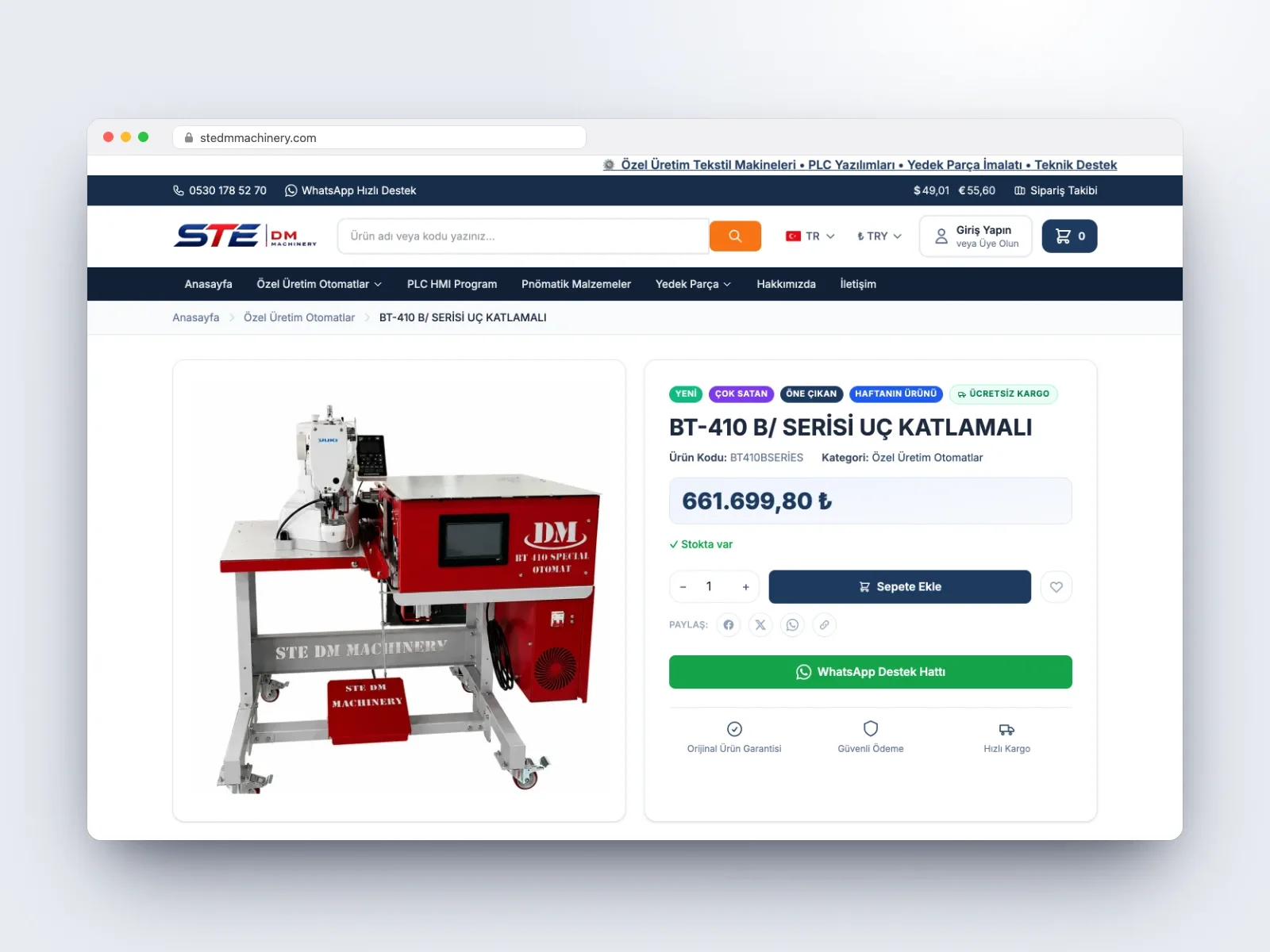 Tekstil makineleri üreticisi için çok para birimli e-ticaret sitesi - 3