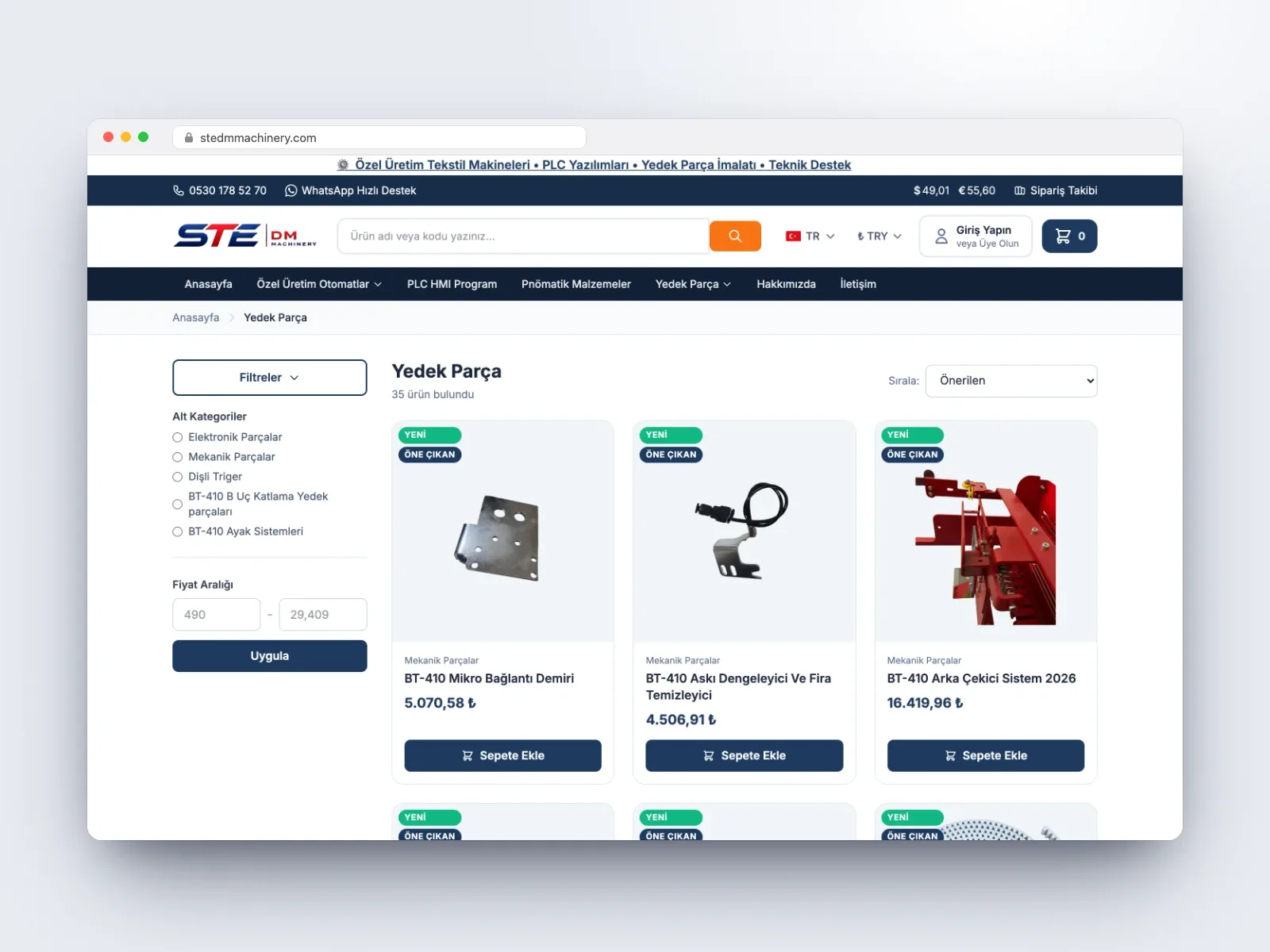 Tekstil makineleri üreticisi için çok para birimli e-ticaret sitesi - 4
